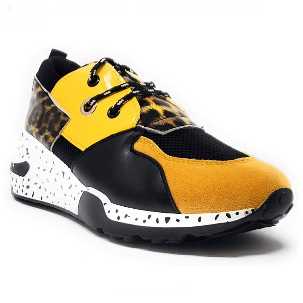 Yellow Platform Lace Up Sneakers - Picture 2 of 6
